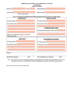 Manhattan Community College Leave Record
