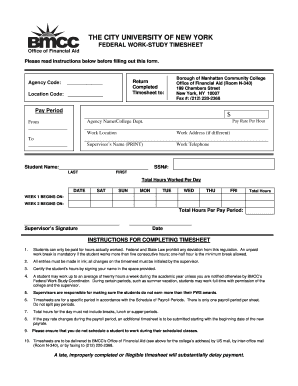 Federal Work-Study Timesheet