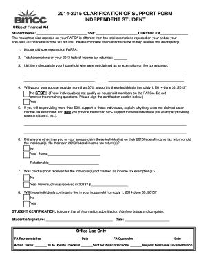 Clarification of Support Form