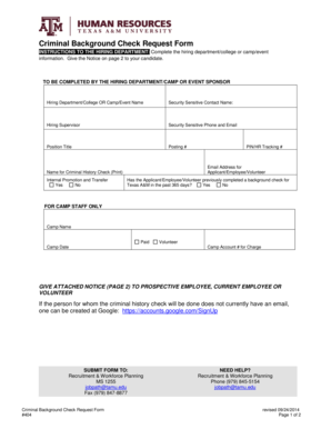 Criminal Background Check Request Form
