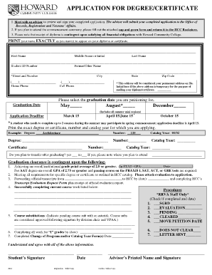 Howard Community College Degree/Certificate Application