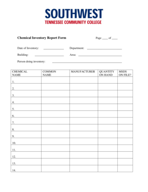 Chemical Inventory Report Form