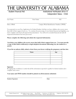Student Financial Aid Dependency Form