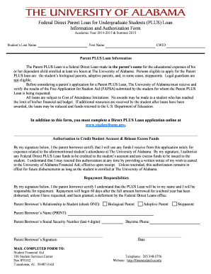 Federal Direct Parent PLUS Loan Authorization Form