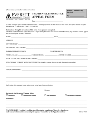 Traffic Violation Notice Appeal Form
