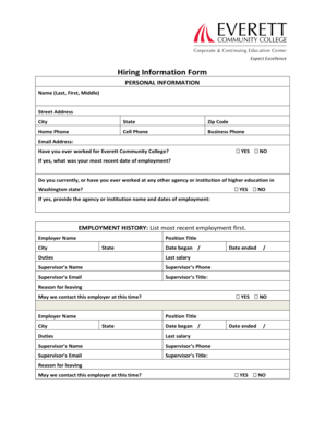 Hiring Information Form