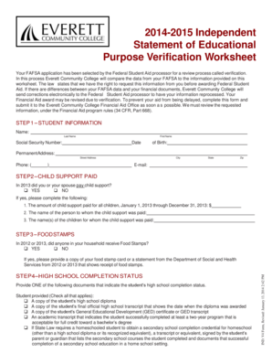FAFSA Verification Worksheet