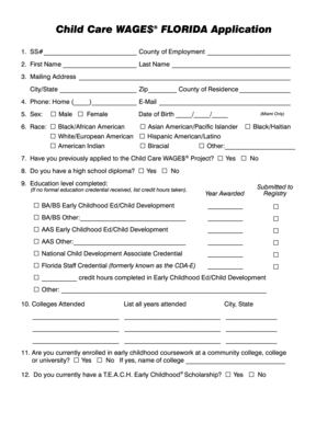 Child Care WAGE$ Florida Application