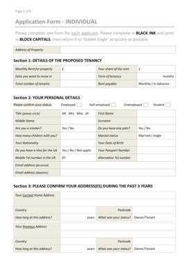 UK Individual Tenancy Application Form