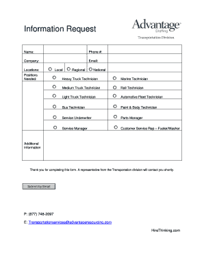 Transportation Technician Request Form