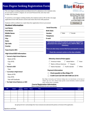 Non-Degree Seeking Student Registration Form