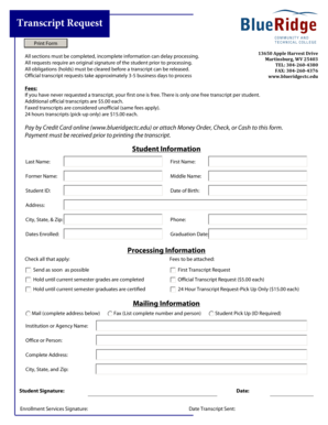 Transcript Request Form