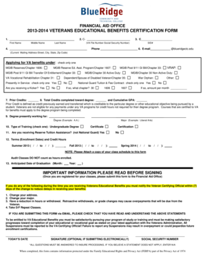 Veterans Educational Benefits Certification Form