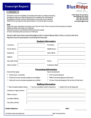 Transcript Request Form