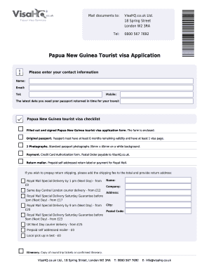 Papua New Guinea Tourist Visa Application