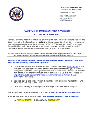 US Immigrant Visa Packet 3 Instructions