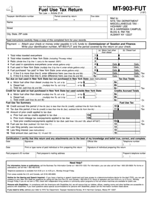 New York Fuel Use Tax Return MT-903-FUT