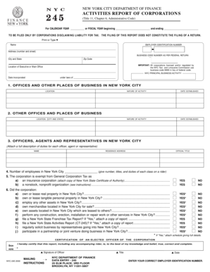New York City Corporation Activities Report