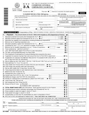 New York City Combined General Corporation Tax Return