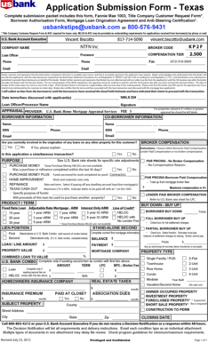 Texas Mortgage Loan Application Form
