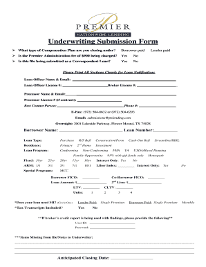 Underwriting Submission Form