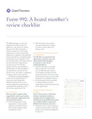 Form 990 Board Member Review Checklist