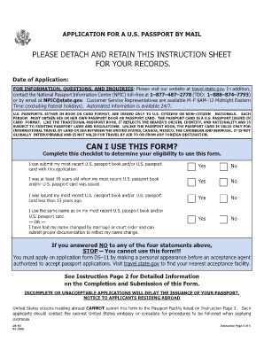 US Passport Application by Mail