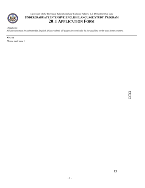 Undergraduate Intensive English Language Study Program Application