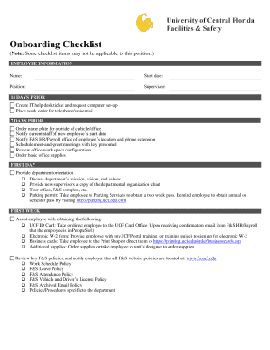 Onboarding Checklist - UCF Resource Management - University of ...