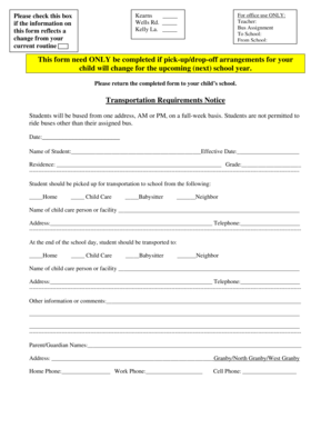 School Transportation Request Form