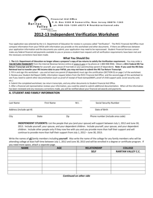2012-13 Independent Verification Worksheet