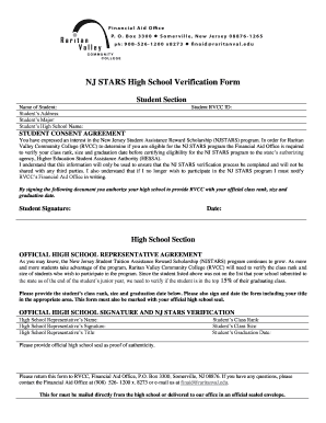 NJ STARS High School Verification Form