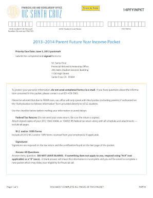 2013-2014 Parent Future Year Income Packet