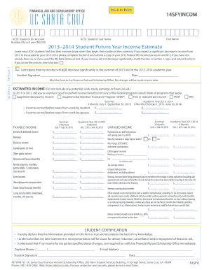 UCSC Student Future Year Income Estimate