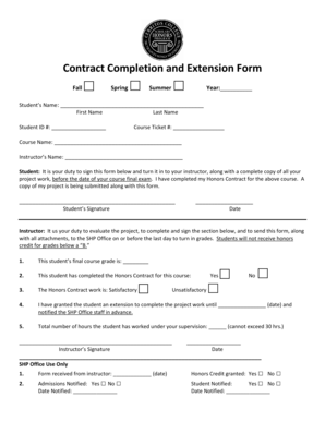 Honors Contract Completion and Extension Form