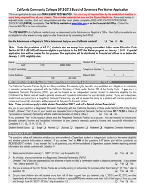 California Board of Governors Fee Waiver Application