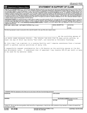 VA Form 21-4138 Statement in Support of Claim