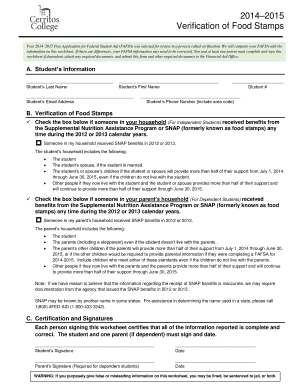 2014–2015 Verification of Food Stamps