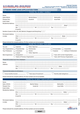 Citibank Home Loan Application Form