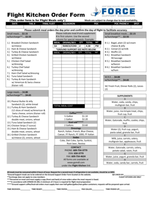 Flight Kitchen Order Form