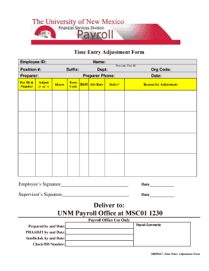 Payment adjustment letter - UNM Biweekly Payroll Time Entry Adjustment Form - UNM Payroll ...