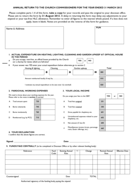 Annual Return to Church Commissioners