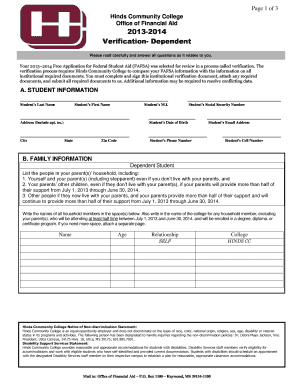2013-2014 Verification Dependent Form