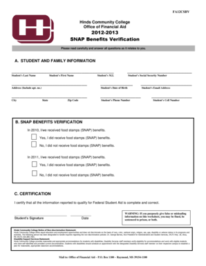 SNAP Benefits Verification Form