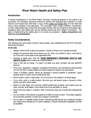 River Watch Health and Safety Plan