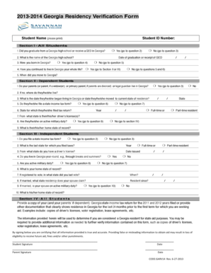Georgia Residency Verification Form