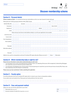 CII/PFS Discover Membership Application Form
