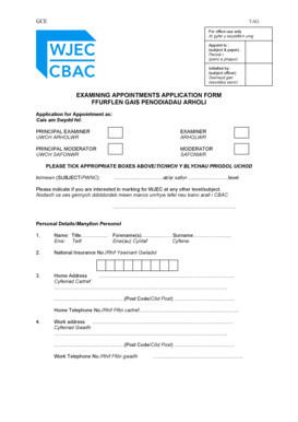 Examining Appointments Application Form