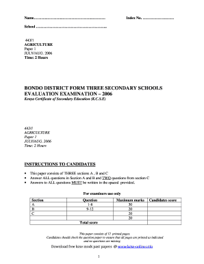 Kenya Certificate of Secondary Education Agriculture Exam