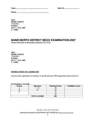 Kenya Certificate of Secondary Education Home Science Exam